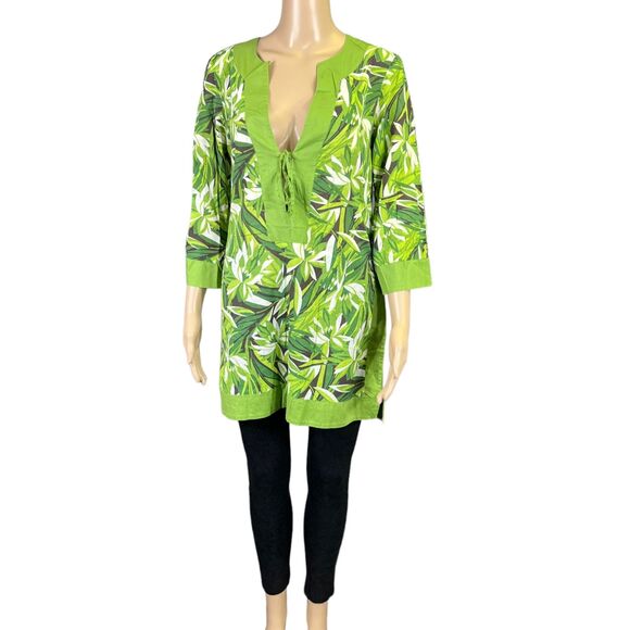 Banana Republic Womens Swimsuit Cover Up Jungle Tropical Print Green Small - Picture 1 of 8